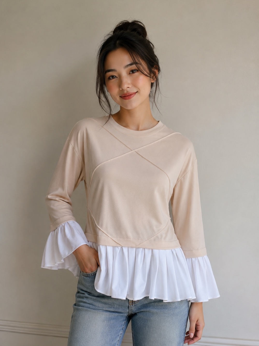 Lili Sidonio X Molly Bracken flounced top